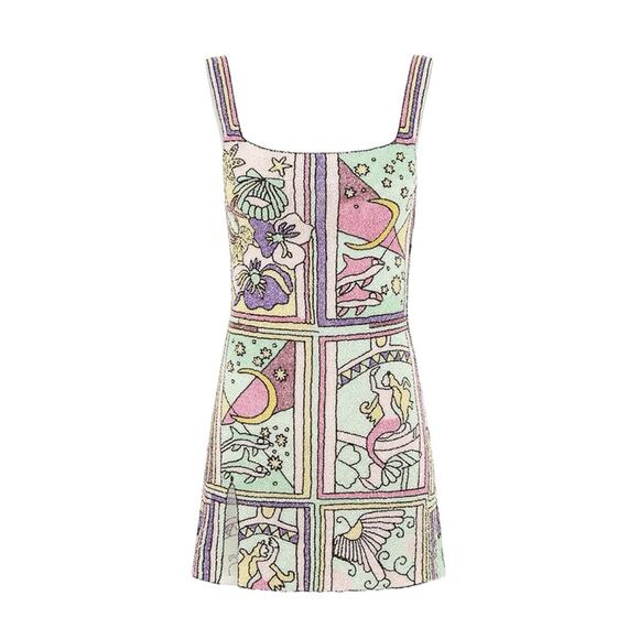 Oceanus Talia Hand Beaded Crystal Embellished Mini Dress Size M NWT - Picture 4 of 11